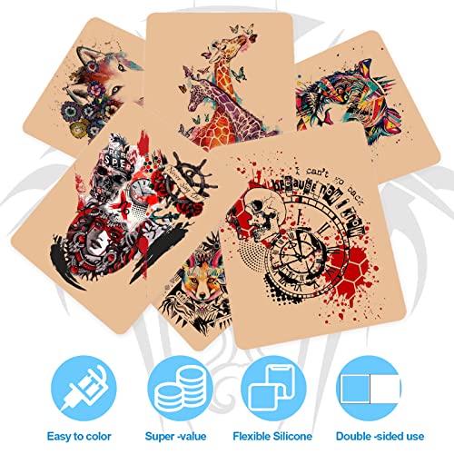 CINRA 20Pcs Tattoo Practice Skin with 20Pcs Transfer Paper, Tattoo Fake Skin and Tattoo Stencil Paper Kit Including Double Sided Skin and Tattoo Tracing Paper for Tattoo Practice Tattoo Kit Supplies