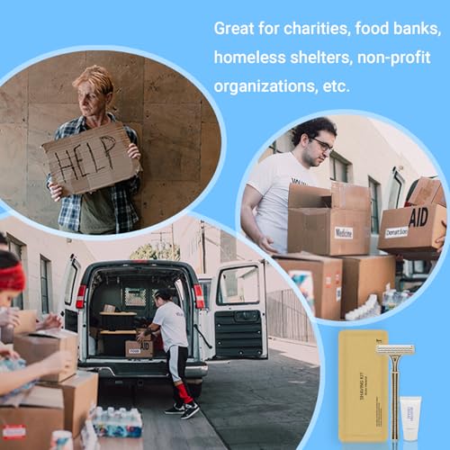 Disposable Shave Kit for Men &Women - 100 Pcs Wheat Straw Razors and Cream Bulk, Individually Wrapped Portable Toiletries Amenities for Hotel, Airbnb, Homeless, Shelter, Charity, Camping and Travel