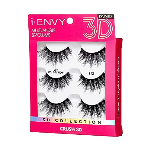 iEnvy False Eyelashes 3 Pairs Fluffy and Natural Multiangle and Volume Faux Mink Lashes (13) (Pack of 2)