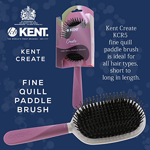 Kent KCR5 "Create" Large Cushioned Paddle Brush for Smoothing and Straightening All Hair Types - Detangling Brush with Purple Ergonomic Handle and Fine Nylon Bristles for Smooth Finishing and Shine