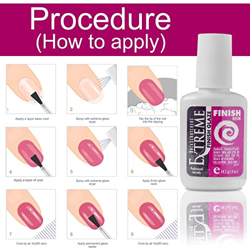BACKSCRATCHERS Extreme Glaze - Coat Nails Resin for Acrylic Dipping Powder - Quick Dry Artificial Nail Tips Adhesive (Finish Glaze) (Pack of 2)