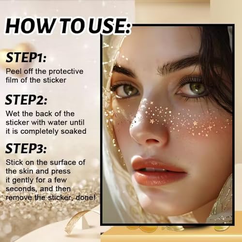 Glitter Freckles Face Tattoo - 20Pcs Waterproof Gold Temporary Sparkle Patches for Women Glow Up Makeup Patches Accessories Cosmetic Glitter for Face