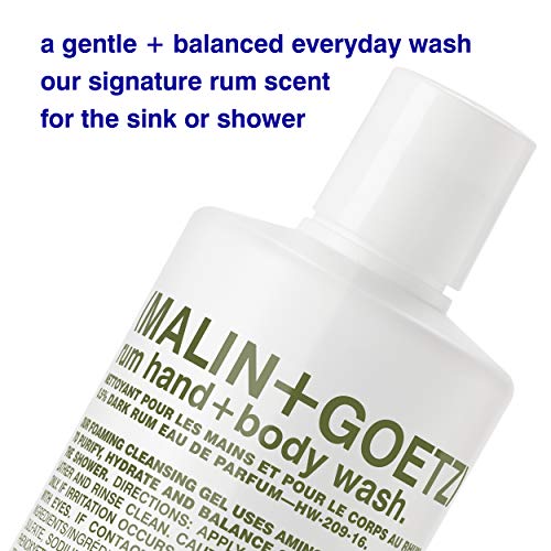 MALIN+GOETZ Hand + Body Wash | Gentle Foaming Cleanser with Botanical Extracts and Amino Acids | Hydrating, pH-Balanced, Unisex Scent | Vegan & Cruelty-Free (Eucalyptus, Bergamot, Rum, Cannabis)