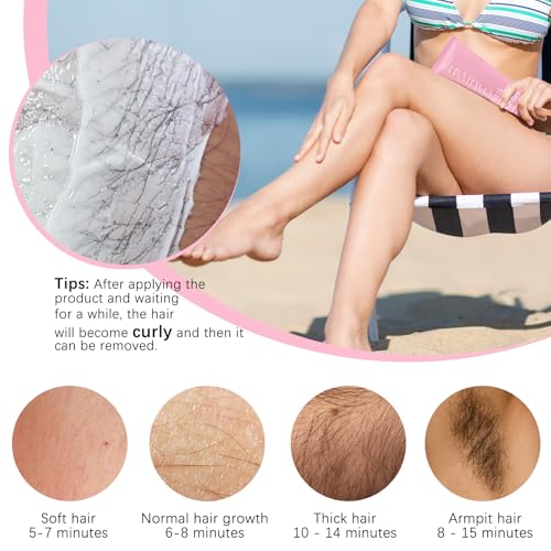 Hair Removal Cream for Legs, Arms & Underarms ? Painless Depilatory Cream with Floral Vanilla Scent, Gentle Formula for Women & Men, Smooth Skin at Home in 8 Minutes