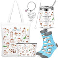 Geiserailie 5 Pcs Christmas Guinea Pig Lover Gifts for Women Include Just a Girl Who Loves Guinea Pigs Tote Bag, Makeup Bag, Keychain, Animal Tumbler, Socks for Women Animal Lovers Xmas Birthday Gift