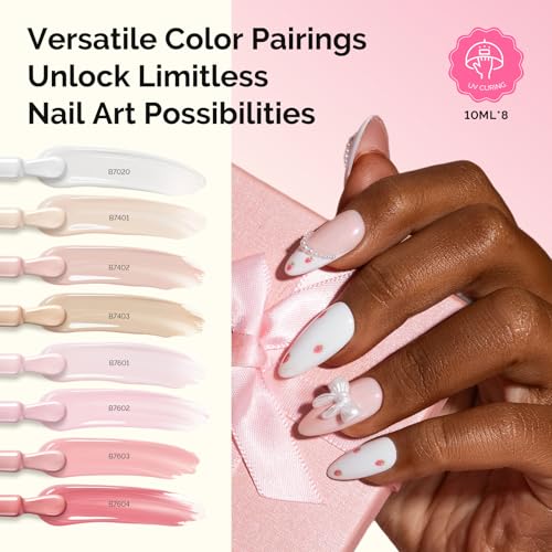 MelodySusie Gel Nail Polish Kit with P-Plus30F UV Nail Lamp - Handheld Cordless P-Art01R UV Light Classic Popular Colors Plant Based Gel Polish with Top Coat Base Coat Builder Manicure Tools