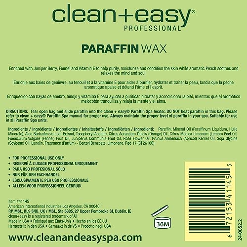 Clean + Easy Peach & Fennel Paraffin Wax Refills ? Deeply Hydrating Moisturizing Paraffin Wax for Hand and Feet, Spa-Grade Treatment for Dry Skin, 16 oz