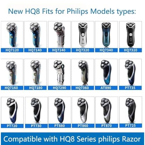 HQ8 Replacement Heads for Philips Norelco Aquatec Electric Shaver Razor Series, AT880, PT730, New Upgrade