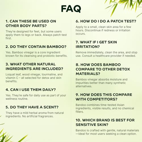 Bandoo Foot Pads ? Premium Natural Bamboo Vinegar & Tourmaline Material, Japanese Foot Care for Men & Women - 30 Count