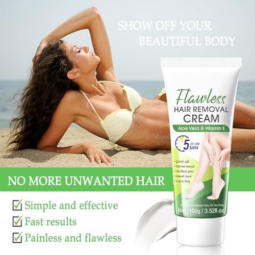 3PCS Hair Removal Cream for Women and Men,Painless Depilatory Cream for Face,Underarms,Leg,Bikini,Gentle Fast Hair Removal Lotion,Moisturizing Depilatory Set at Home, 3.5 Oz
