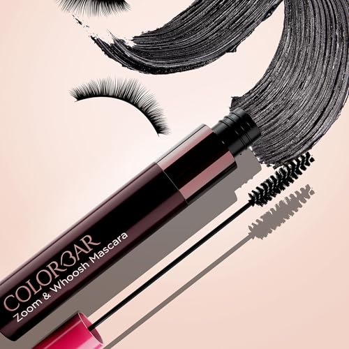 Colorbar Zoom and Whoosh Waterproof Mascara for Flake-Proof, Smudge-Proof Lash Finish - Voluminous - 001 Black Sin - 0.3 oz
