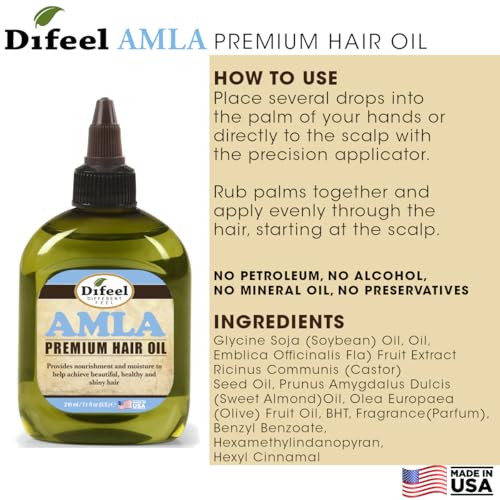 Difeel Amla Premium Hair Oil 7.1 Ounces -Amla Oil for Hair Growth, Strengthens Hair, Reduces Breakage and Supports Natural Growth