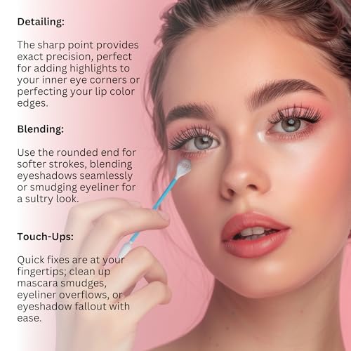 Fran Wilson EYE TEES COTTON TIPS 80 Count (6 PACK) - Precision Makeup Applicator, Double-sided Swabs with Pointed and Rounded Ends for Perfect Blending, Effective Cleaning and Precise Touch-ups