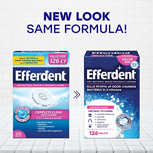 Vanicream Gentle Facial Cleanser 8 oz & Efferdent Retainer Cleaning Tablets, Denture Cleanser 126 Tablets Bundle