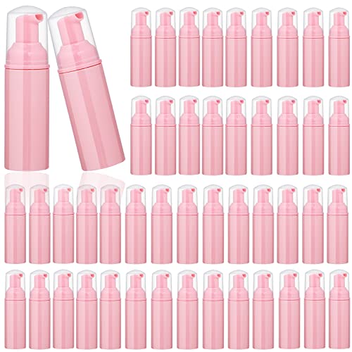 50 pcs 2oz/60ml Foam Pump Bottle Lash Shampoo Bottles Travel Foam Pump Bottle Empty Pink Plastic Refillable Mini Soap Dispenser for Hand Sanitizer Liquid (Pink)