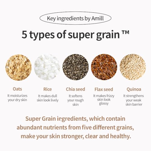 Amill Super Grain Cleansing Oil (125ml/4.23fl.oz) - Gentle Daily Oil Cleanser with 6 Grain Extracts for Hydrating & Nourishing Skin