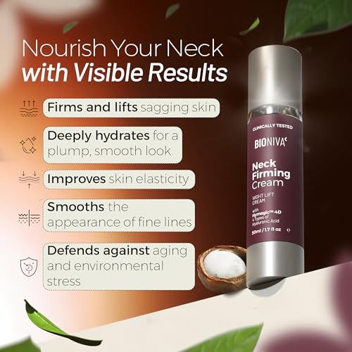 bioniva Neck Cream for Tightening and Firming with 4D Hyaluronic Acid Complex for Multi-Layer Hydration System & 24-Hour Deep Moisture, Collagen Support, Skin Lifting, Elasticity & Protection, 50mL