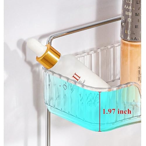 Corner Bathroom Counter Organizer, Vanity Trays for Bathroom, Skincare Makeup Organizer Shelf, Shelf Cosmetics, Toiletries, Lotions, Perfumes (2 Tiers, Clear)