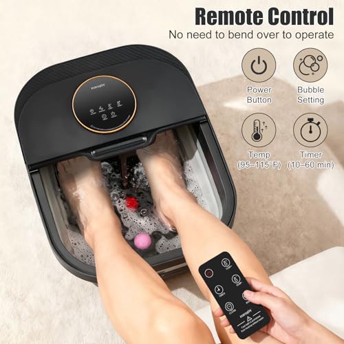 Foot Spa Bath Massager with Heat, Bubble, Temperature Control, Remote Control, Touchscreen, Pumice Stone, Pedicure Foot Spa Gift for Man Women Mother Father (Plus Size)