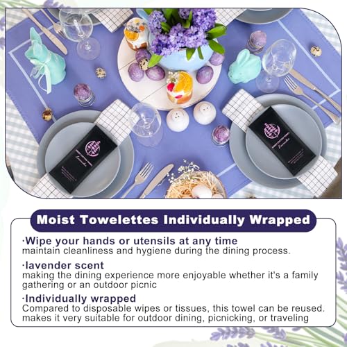 Moist Cotton Towel Bulk Moist Towelettes Individually Wrapped,White Towel Services,Refreshment Pre Moistened Towels for Dentist Travel Sport Party Hotel £¨Lavender,200)