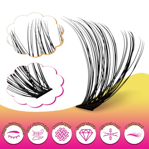 Lash Clusters 320PCS Individual Lashes D Curl Eyelash Clusters Mixed Length Cluster Eyelash Extensions Clusters Lashes with Thin Band Soft False Eyelashes DIY at Home(60D+80D,D-Mix9-16mm)