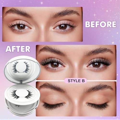Hunnyfit Magnetic Lashes,Magnetic Eyelashes with Applicator,Magnetic Eyelashes Natural Look,Reusable Magnet Lashes No Glue Needed Soft Lashes Kit(Natural+Simple+Fuller)