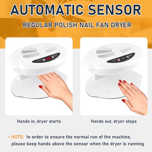 Nail Dryer for Regular Polish, 400W Air Nail Dryer Fan with Auto Sensor, Professional Nail Drying Fan with Hot and Cool Air for Salon and Home Use