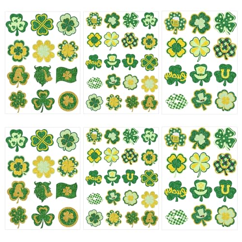 88Pcs St Patricks Day Temporary Tattoos Adult Shamrock Face Stickers Woman Irish Temporary Tattoo Stickers for Body St Pattys Accessories Irish Party Decor(clover88)