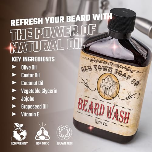 Old Town Soap Co. Beard Wash - Cleansing and Styling Beard Face Wash For Men (8oz)