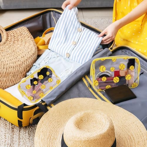 40 Pack Softball Clear PVC Makeup Bags - Waterproof Travel Pouches with Zipper for Men & Women, Perfect for Carry-On Essentials