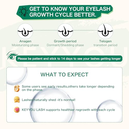 KEYYOULASH Eyelash Serum to Grow Lashes & Brows Eye Lash Serum for Lashes with Advanced Formula Eyelash Enhancing serum for Longer Thicker and Fuller Lashes Vegan & Cruelty-Free (5ML)