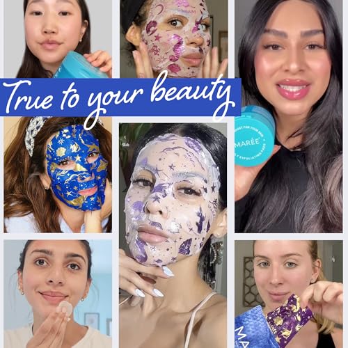 MAREE Bundle - Sheet Moisturizing Masks & Glycolic Acid Peel Pads - Collagen & Hyaluronic Acid, Salicylic Acid & Vitamins E, B3, B5 - Hydrating Skin Care Mask & Face Pads with Deep Cleaning Effect