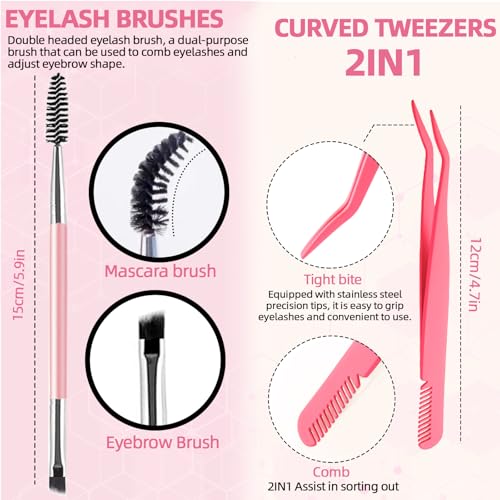 DIY Lash Extension Kit 340Pcs 9-18mm 30+40D Curl Lash with Lash Bond and Seal,Quick Glue Remover Lash Shampoo Cleansing Brush Headband Wristband Tweezers Eyelash Brush Mini Applicator