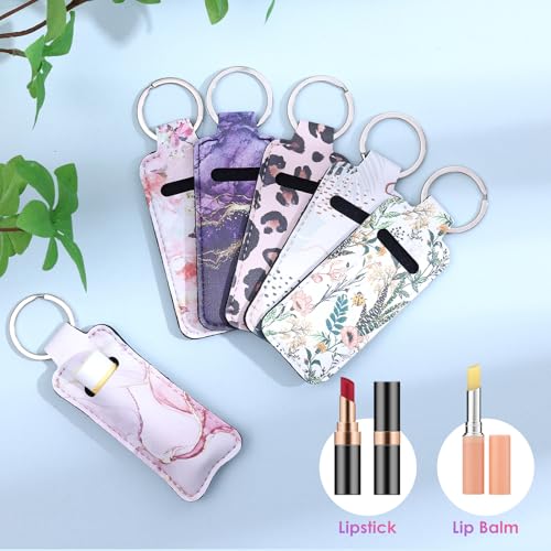 Two-piece Chapstick Holder KeyChain£¬Cute Leather Women and Men Lip Balm Holder Lipstick Key Chain.
