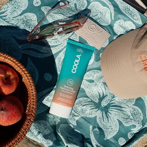 COOLA Organic Sunscreen SPF 70 Sunblock Body Lotion, Dermatologist Tested Skin Care for Daily Protection, Vegan and Gluten Free, Peach Blossom, 5 Fl Oz