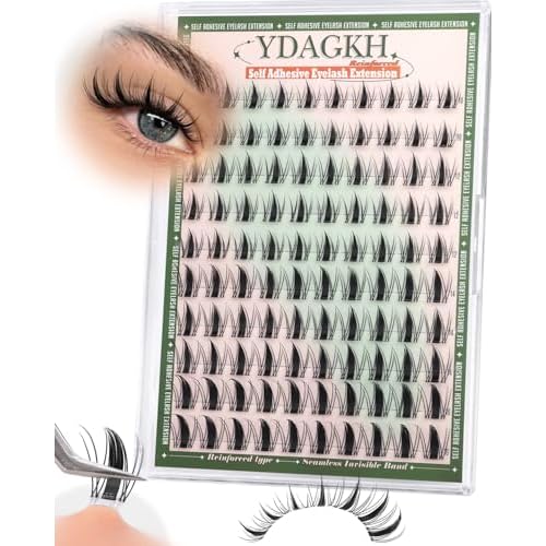 Self Adhesive Lash Clusters Manga Wispy Self Adhesive Eyelashes Invisible Band Anime Eyelash Clusters Spikes Pre Glued Spiky Individuals Lashes Extension Natural 10-16mm No Glue Needed Doll Lashes