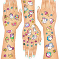 16 x Unicorn Kids Tattoos Temporary for a Party for Girls Age 7-8 Children Fake Transfer Stick on Rainbow Stars Butterfly Unisex Stickers Individual Sheets