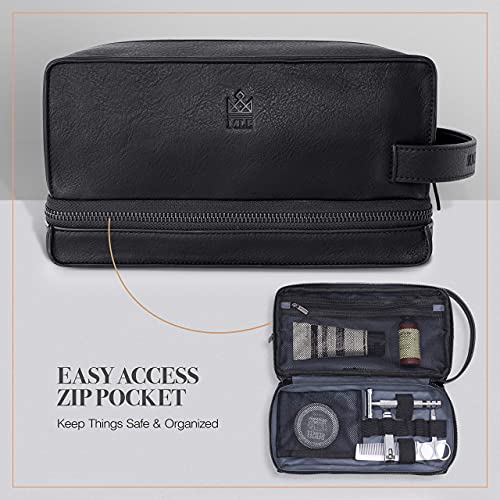 Mens Leather Toiletry Bag ? Travel Dopp Kit, Shaving Bag, Grooming & Hygiene Organizer, Leather Toiletry Bag for Men, Gift for Him