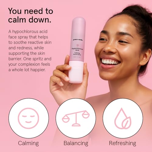 grace & stella Hypochlorous Acid Spray for Face - Acne Spray - Gentle Face Mist to Calm Redness, Flare-Ups, Breakouts, Body Acne, Bacne - Soothing Facial Mist for Sensitive Skin (120ml/4 fl oz)