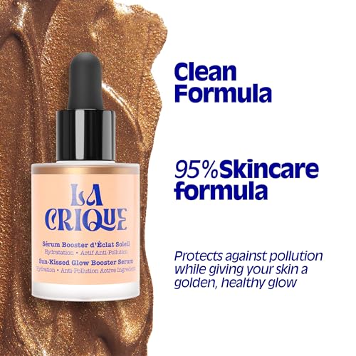 Bronzing Face Serum - Hydrating Bronzing Drops with Hyaluronic Acid & Anti-Pollution Protection - Natural Sun-Kissed Glow for All Skin Types - Vegan Friendly, Clean Beauty - 1 fl oz