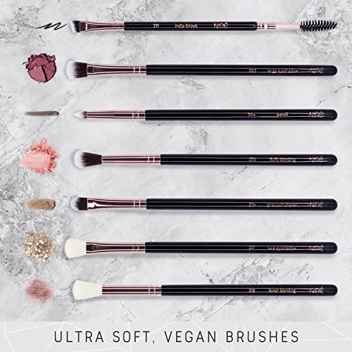 Nir? Eye Brush Set - Award Winning Eye Makeup Brushes for Eyes and Brows Including Eye Shadow Brush Set, Eyebrow Brush and Tweezers Rose Gold