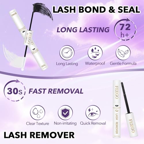 FEEGO Lash Extension Kit 100D/ 200D Fluffy 10-20MM D Curl Lash Clusters Eyelash 160pcs Extension Kit Individual Lashes with Lash Bond and Seal Lash Remover Lash (100D LASH KIT)