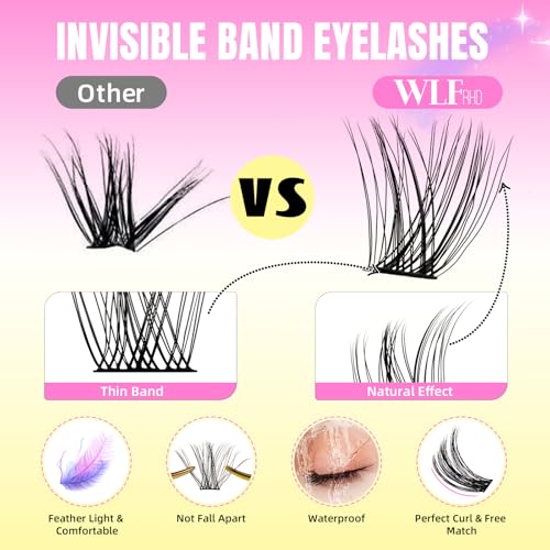 Lash Clusters Kit 144Pcs Individual Eyelash Extension Kit DIY Lash Kit with Lash Bond and Seal,Remover,Applicator,Eye Patches,Lash Brush&Lip Brush for Fake Eyelashes Clusters Kit (D-Mix10-16mm Kit)