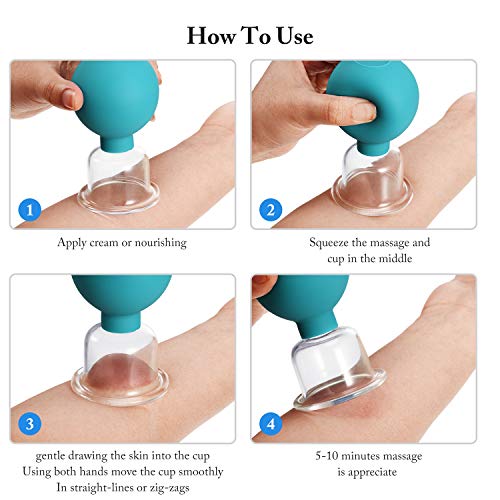 Nuanchu 2 Pieces Facial Cupping Set, Glass Cupping Cups Glass Silicone Cups Vacuum Suction for Face Skin Back Shoulder Muscle(1 Inch and 0.4 Inch Diameter,Green)
