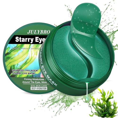 Seaweed & Collagen Under Eye Patches, 60 Pcs Under Eye Masks for Dark Circles, Puffiness & Fine Lines, Nourishing & Firming Eye Mask Skincare for Women Men, Stocking Stuffers, with Applicator Spoon