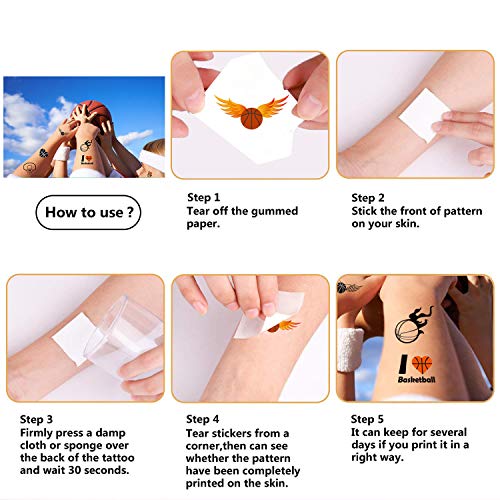 300PCS Basketball Motivational Tattoos Temporary for Kids - Basketball Baby Shower/Birthday Party Supplies Sports Party Goodie Bag Stuffers Favors Prize(24 Sheets)