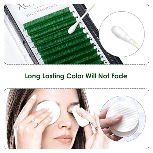 Colored Eyelash Extensions Easy Fan 8-15mm Mixed Dark Green D Curl Easy Fanning 0.07mm Self Premade Volume Lash