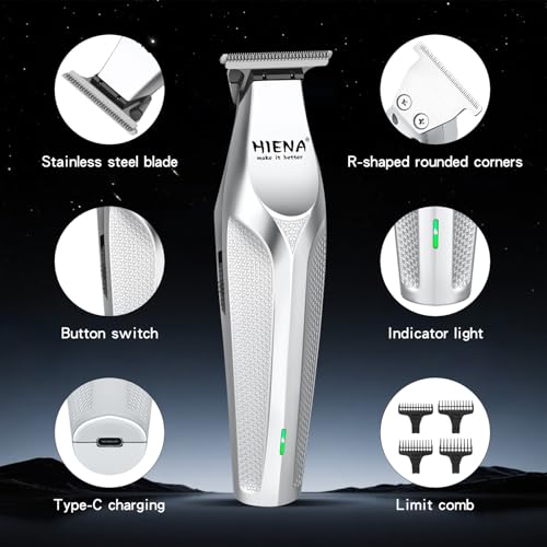 Hair Trimmer for Men, Zero Gapped Cordless Hair Clippers with Precision Blade, Rechargeable Barber Clipper with USB-C Charging