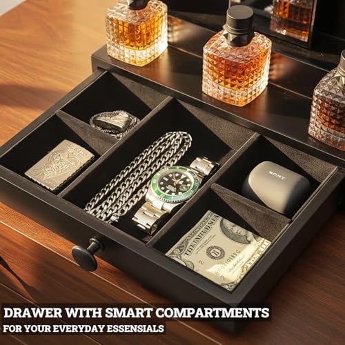 Classic Wooden Cologne Organizer for Men 3 Tier | Black Perfume Holder Shelf for Dresser | High Grade Velvet Lining and Stylish Gift Box | Uncluttered Design Perfume Display Stand