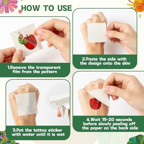 Hungry Insects Temporary Tattoo - 144PCS Kids Temporary Tattoos for Party Supplies Insect Theme Tattoo Stickers for Kids Cute Animal Tattoos for Classroom Reward Birthday Party Event Decor